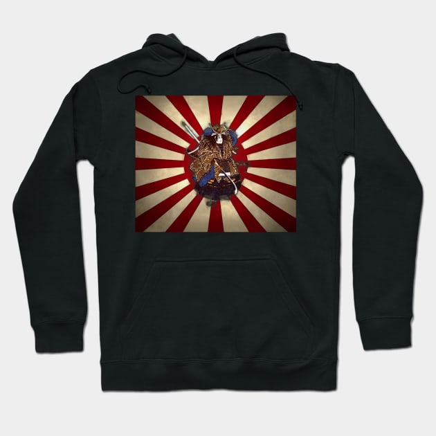 Naginita Samurai over Rising Sun Japan Flag Hoodie by SolarCross